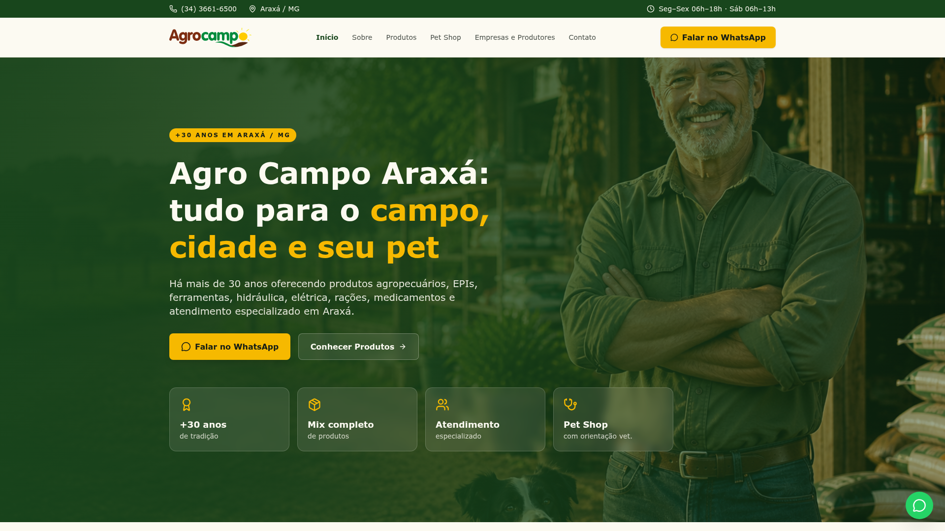 Site da AgroCampo Araxá