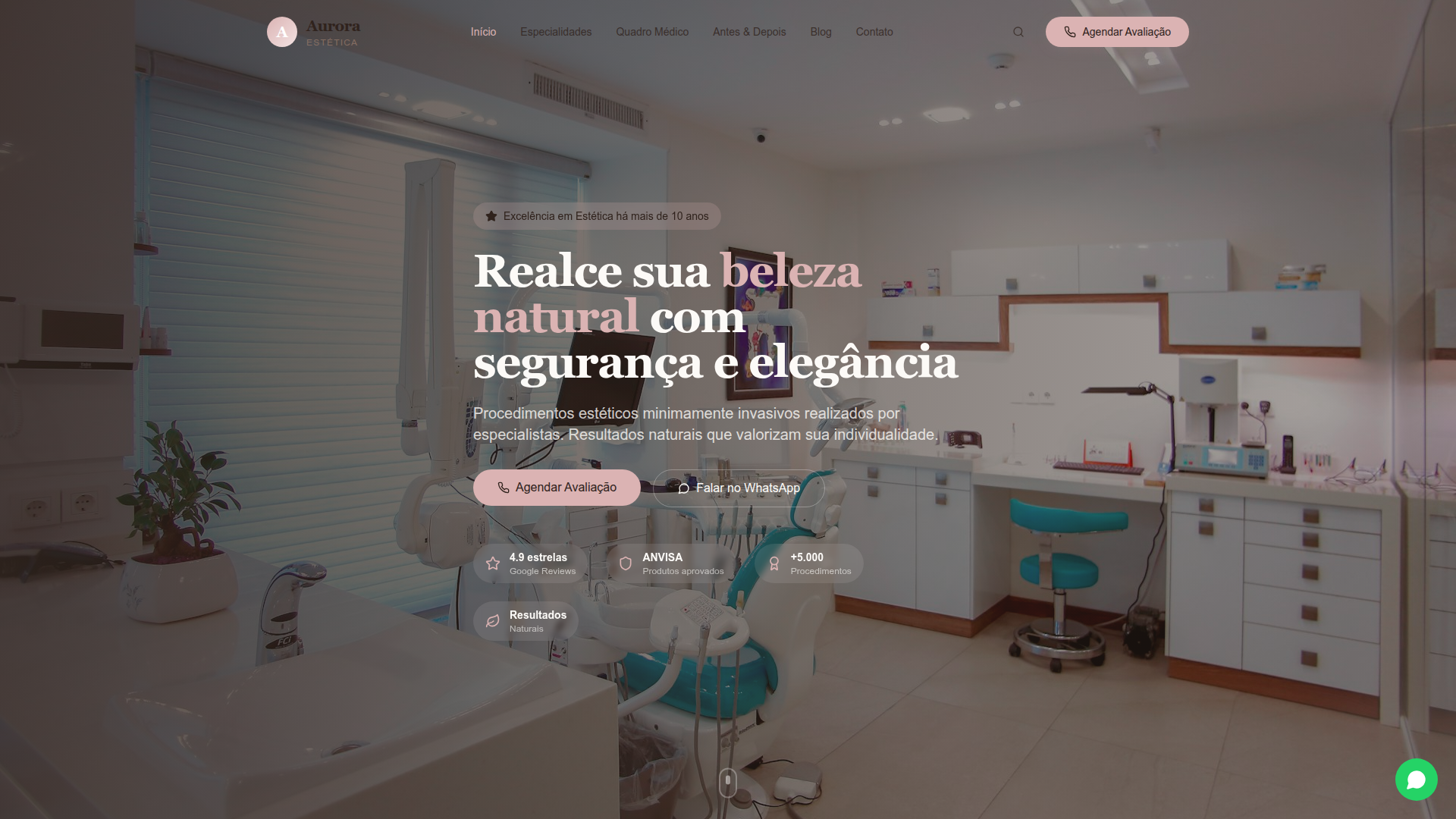 Site da Clínica Aurora