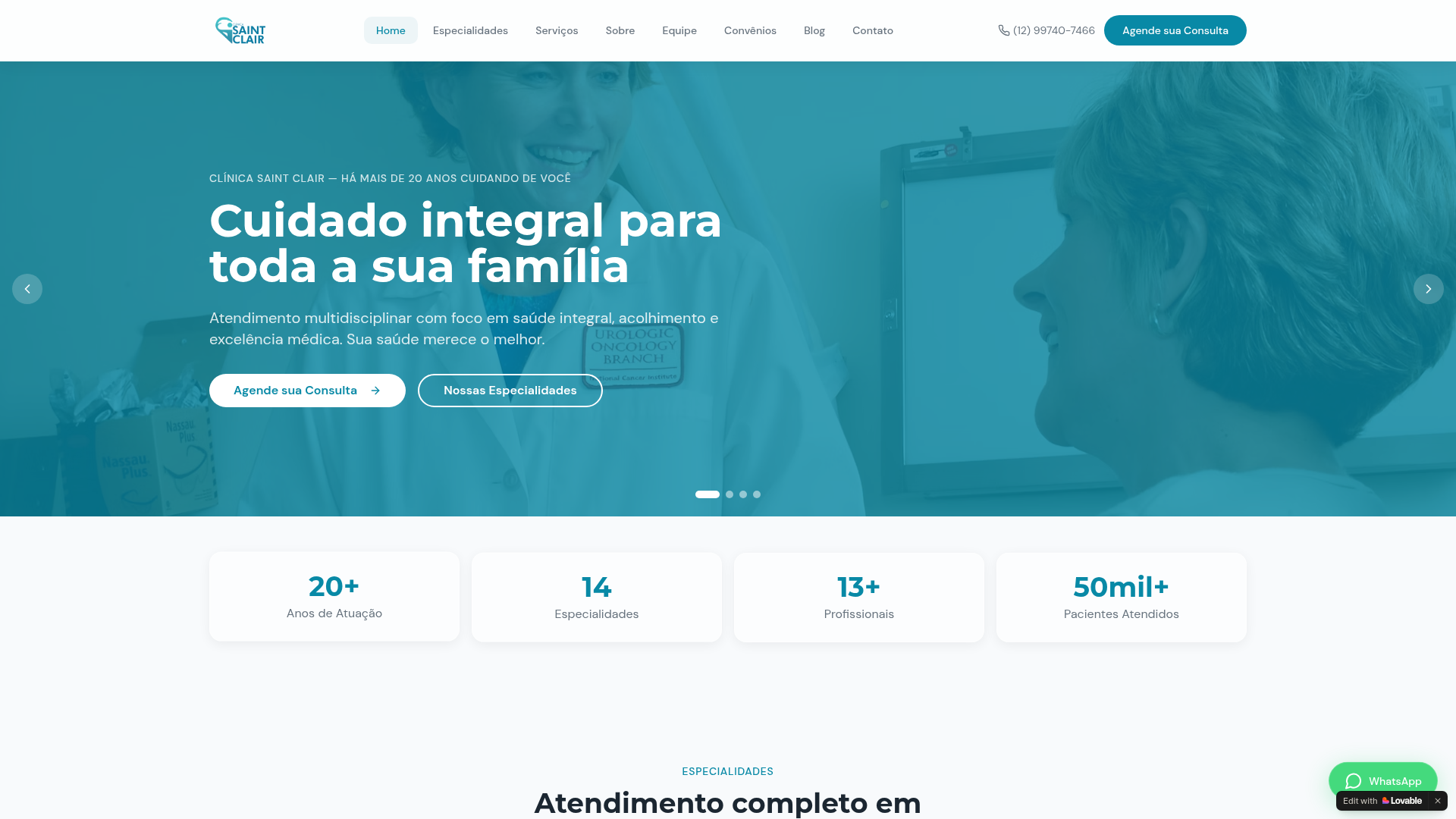 Site da Clínica Saint Clair