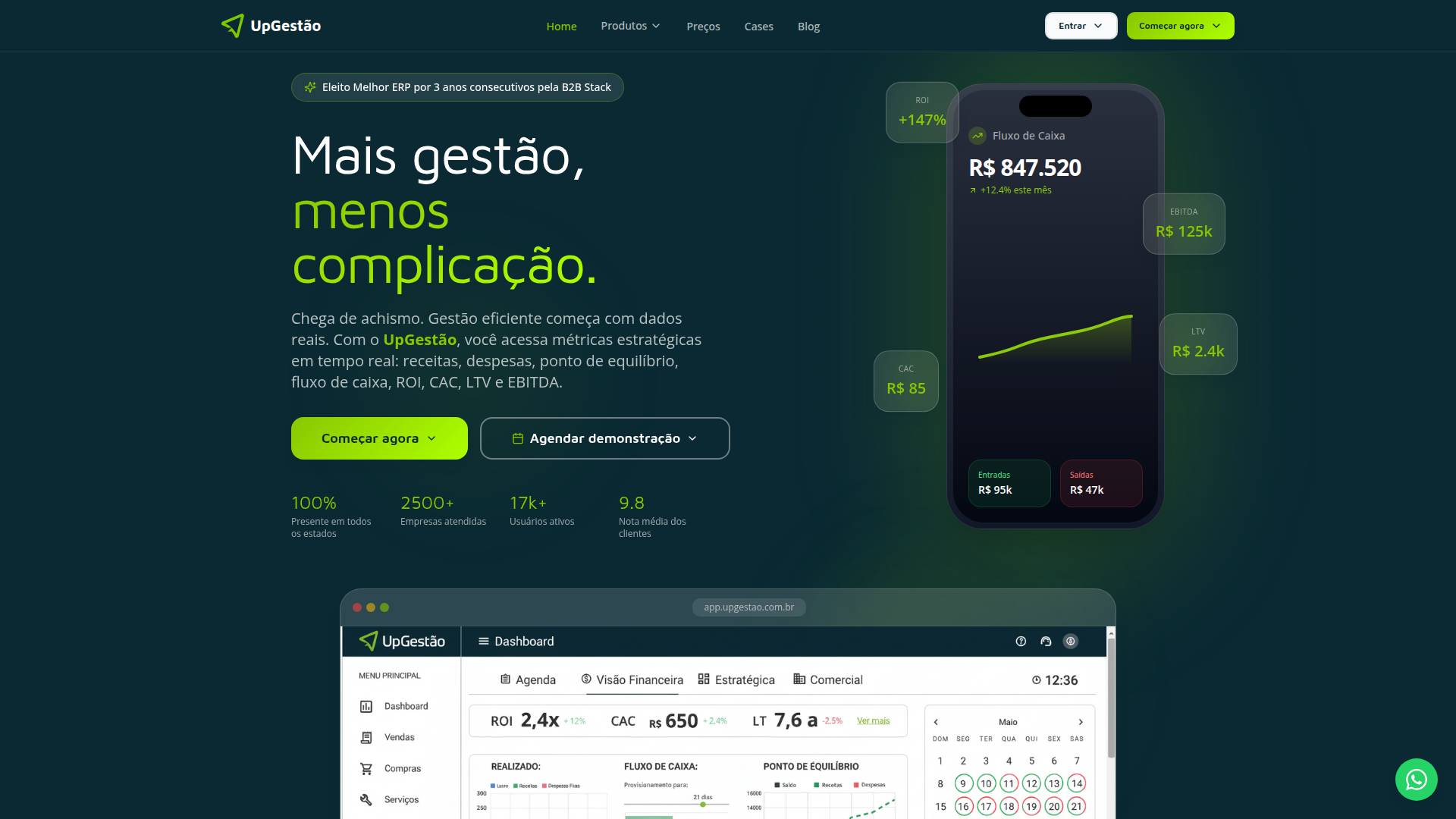 Site da UpGestão (ERP + CRM)