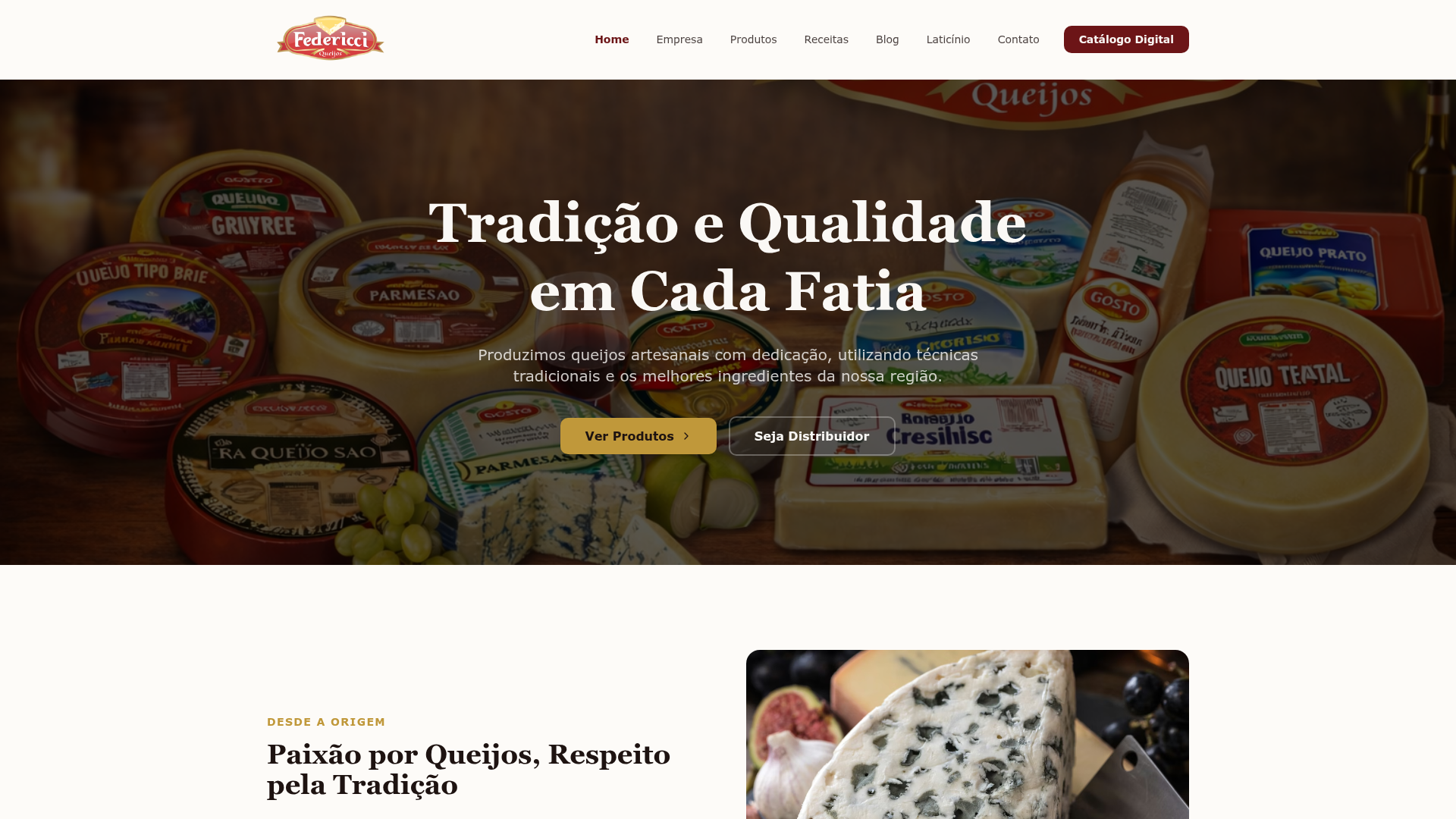 Site da Queijos Federicci